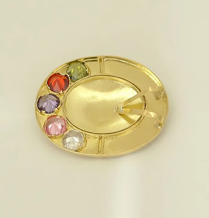 18K GOLD WHITE PINK PURPLE RED GREEN CZ FERTILITY TEXTURED PENDANT CHARM 1.94"
