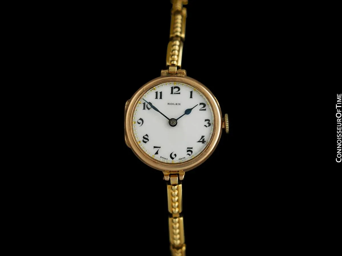 1920's Rolex Ladies Vintage Art Deco Watch - 9K Rose Gold