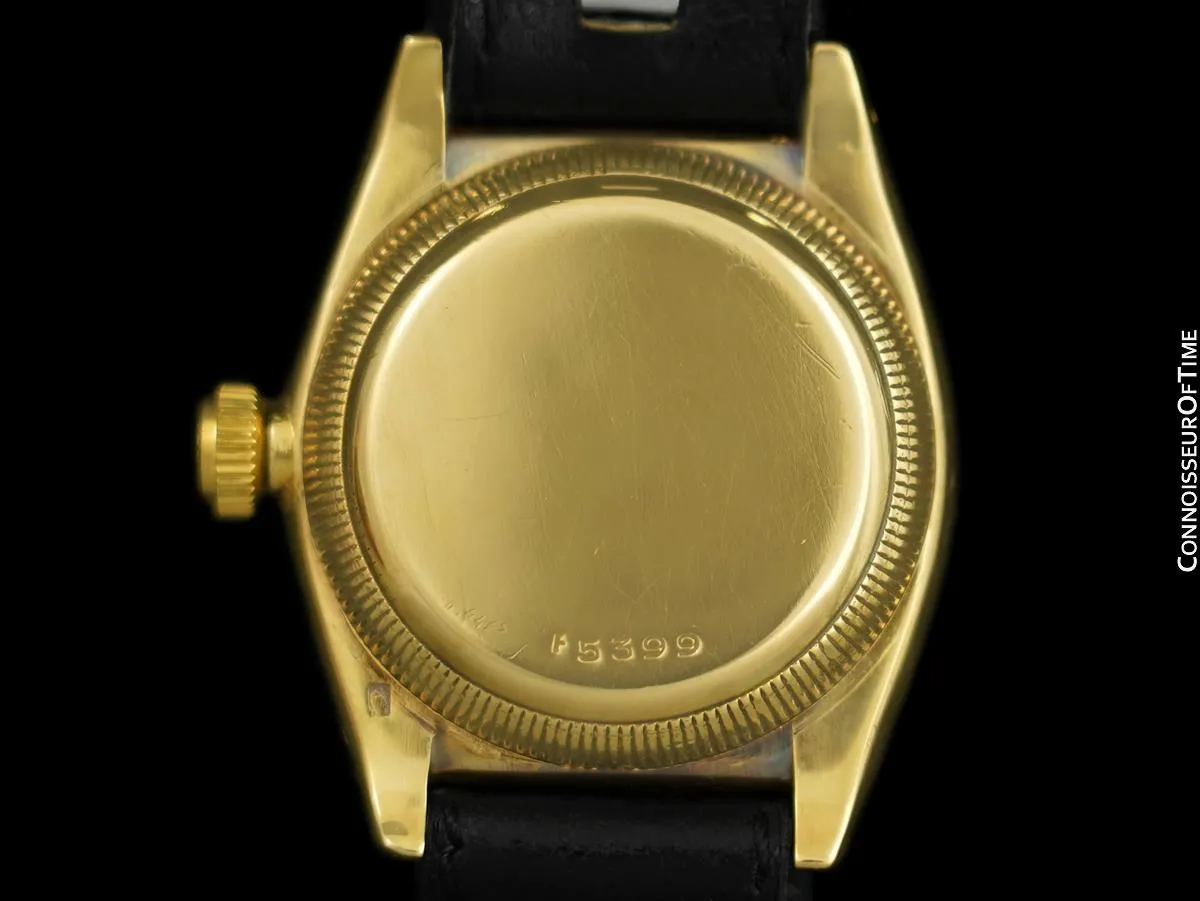 1931 Rolex Vintage Mens Oyster Perpetual Bubbleback 18K Gold Watch - Exceedingly Rare "P" Marked Protoype