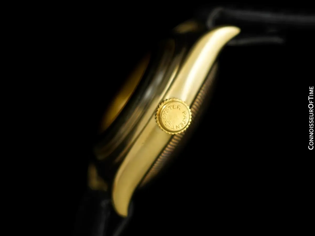 1931 Rolex Vintage Mens Oyster Perpetual Bubbleback 18K Gold Watch - Exceedingly Rare "P" Marked Protoype