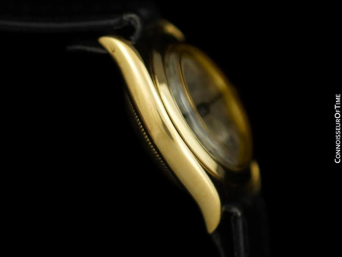 1931 Rolex Vintage Mens Oyster Perpetual Bubbleback 18K Gold Watch - Exceedingly Rare "P" Marked Protoype
