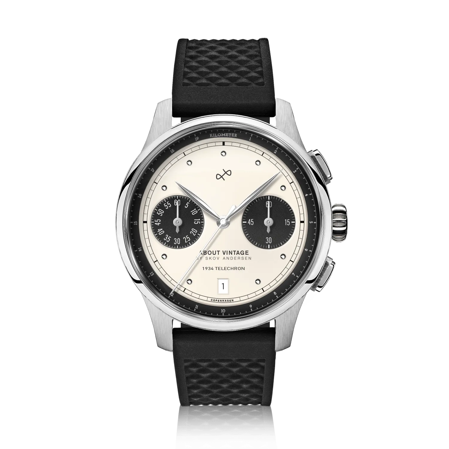 1934 Telechron, Steel / Off White & Black