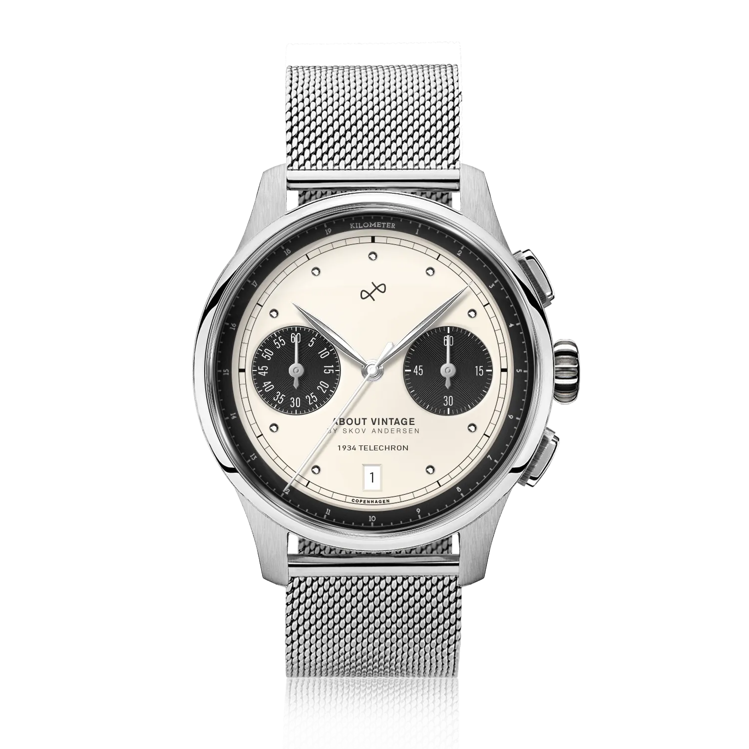 1934 Telechron, Steel / Off White & Black