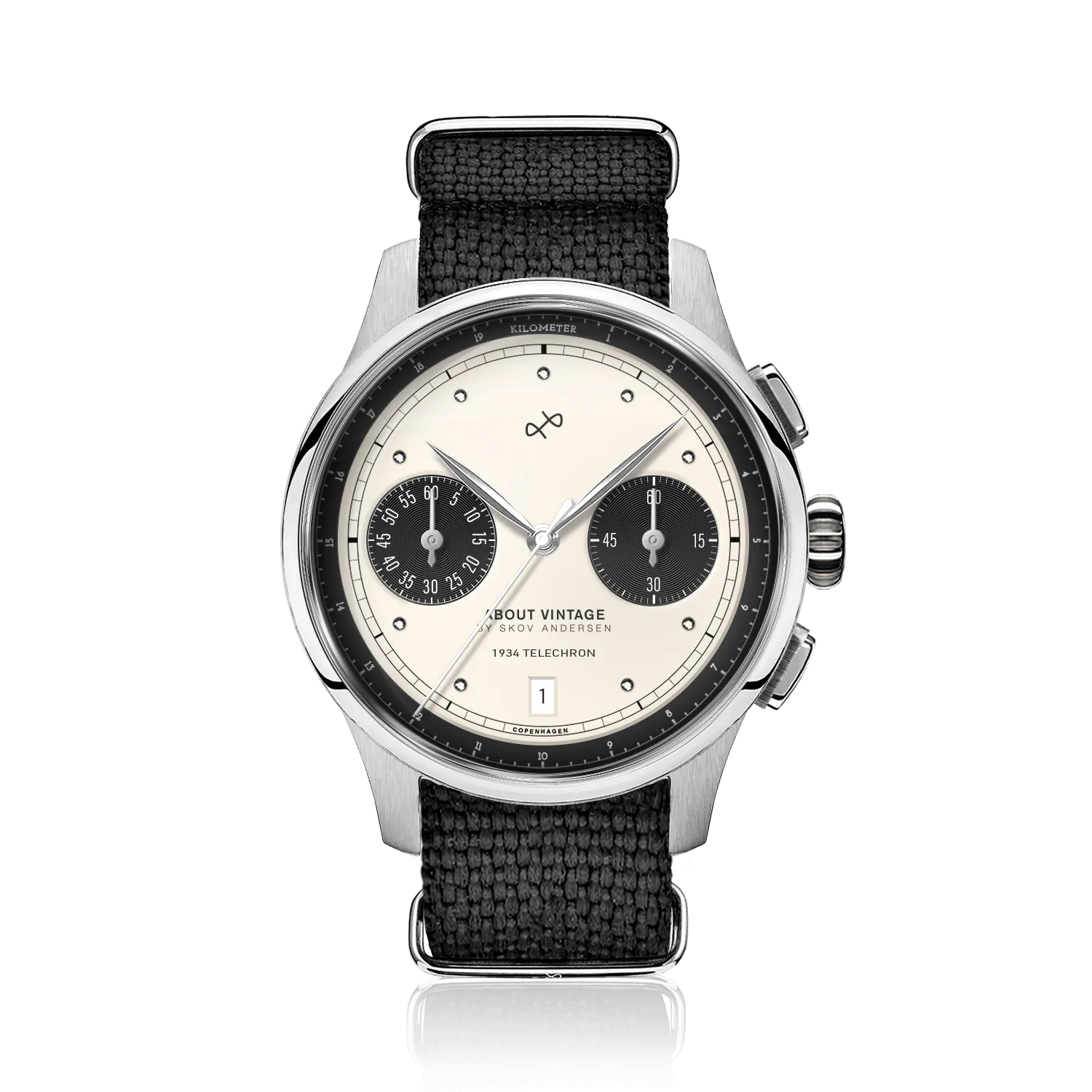 1934 Telechron, Steel / Off White & Black