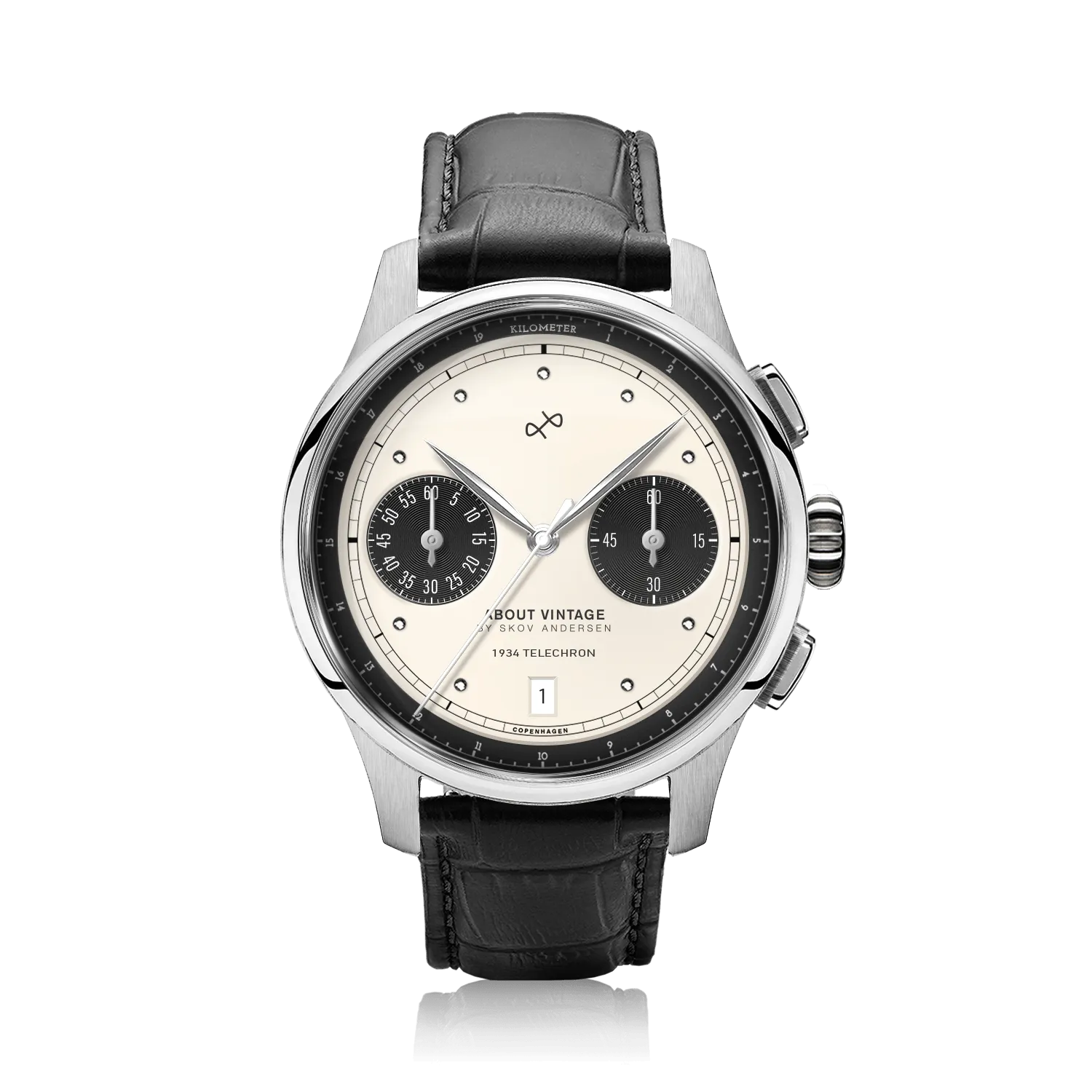 1934 Telechron, Steel / Off White & Black