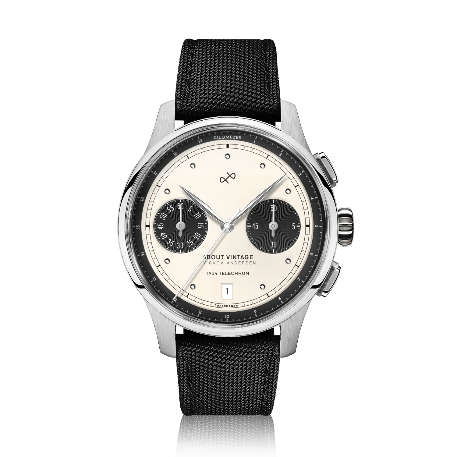 1934 Telechron, Steel / Off White & Black