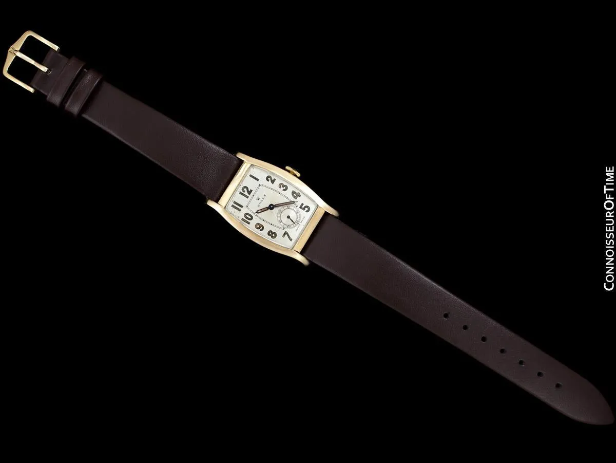 1938 Rolex Art Deco Vintage Mens Two-Tone Dial Watch - 9K Rose Gold