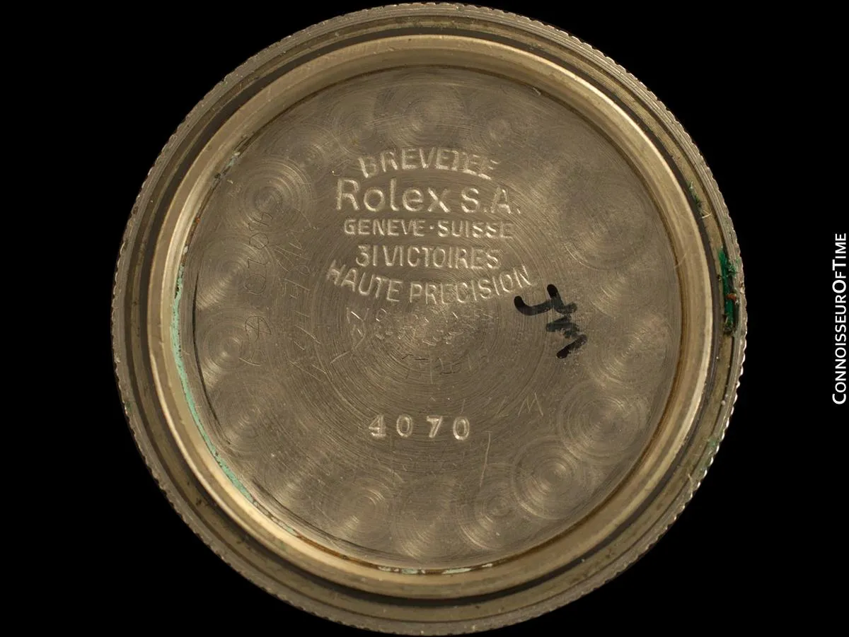 1940's Rolex Oyster Falcon Vintage Mens Midsize "Boys" WWII Military Style Watch - 14K Gold Filled & Stainless Steel
