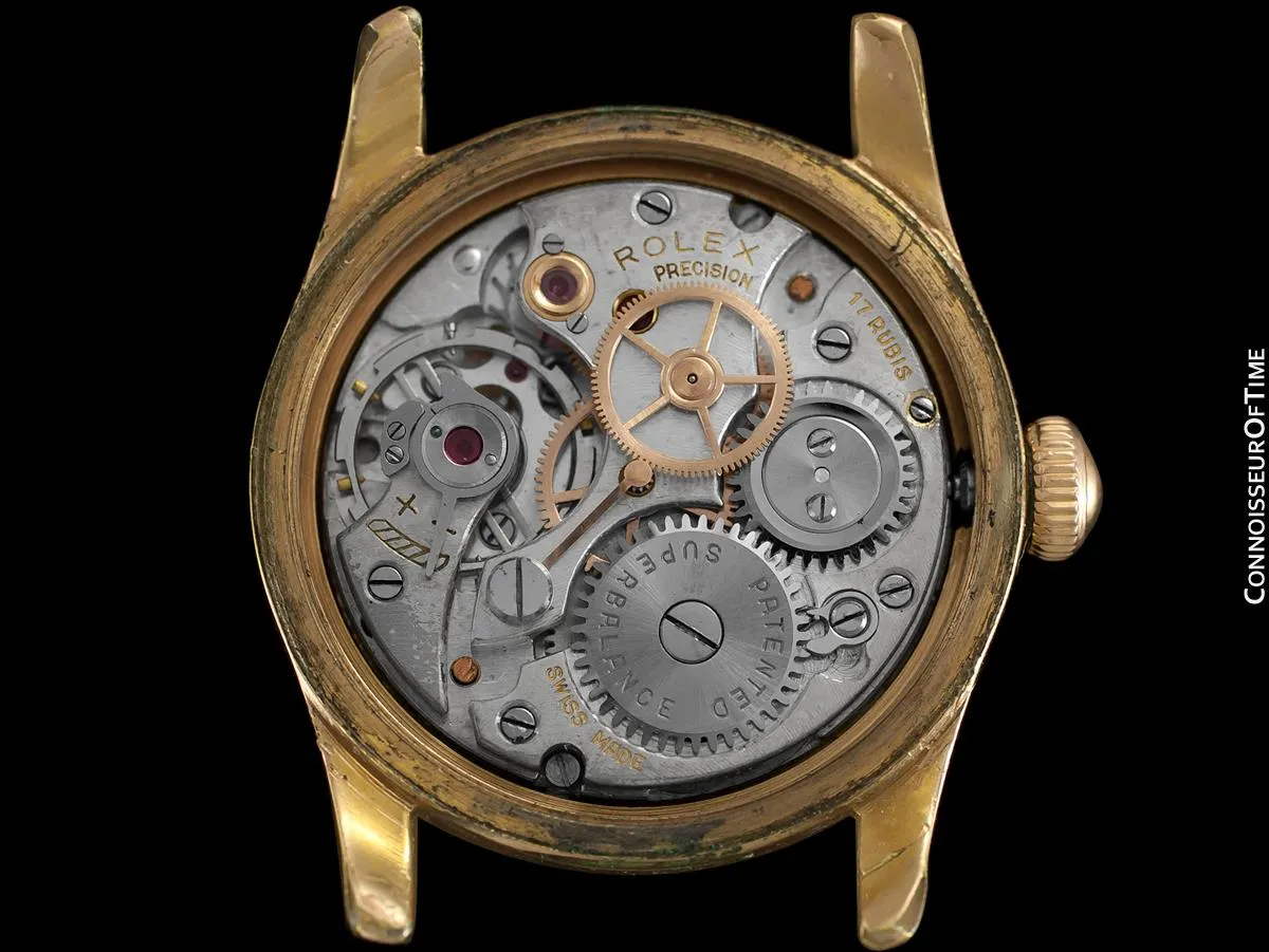 1940's Rolex Oyster Falcon Vintage Mens Midsize "Boys" WWII Military Style Watch - 14K Gold Filled & Stainless Steel