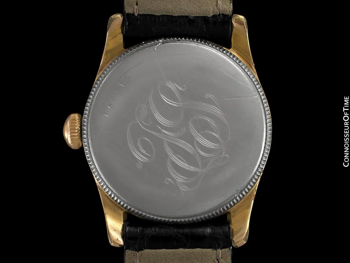 1940's Rolex Oyster Falcon Vintage Mens Midsize "Boys" WWII Military Style Watch - 14K Gold Filled & Stainless Steel