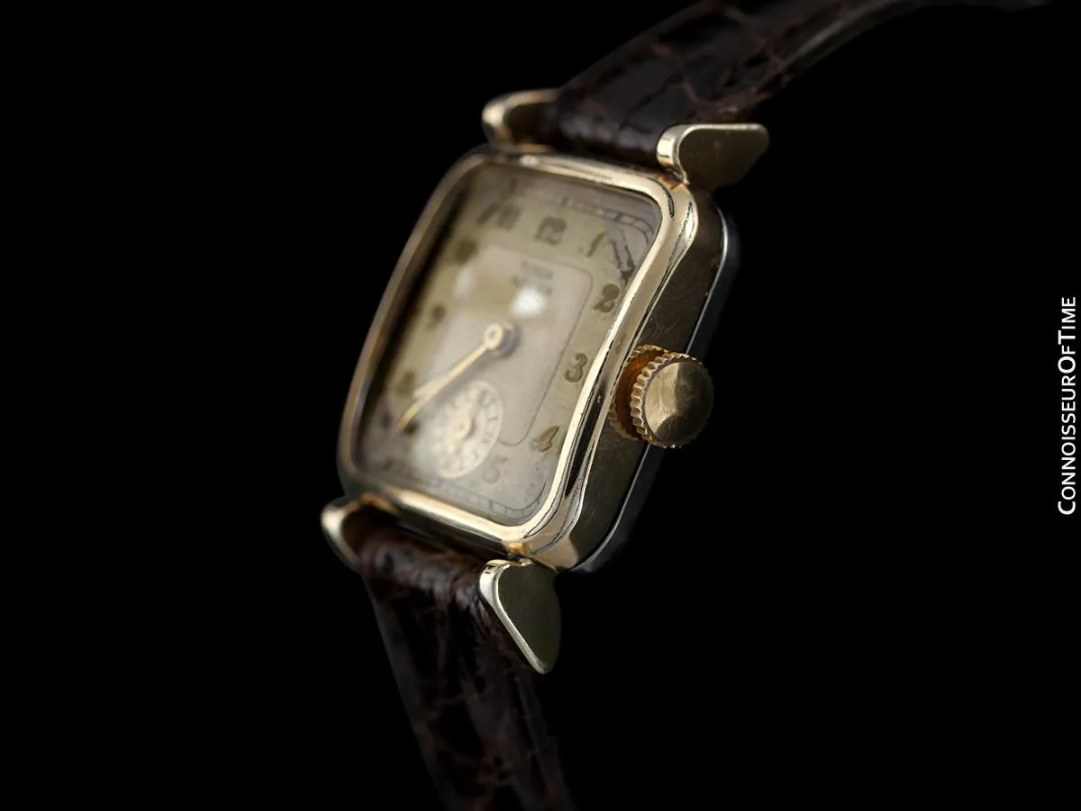 1940's Rolex Tudor Rare Double Signed Vintage Mens Watch with Box - 14K Gold Plated & Stainless Steel
