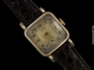 1940's Rolex Tudor Rare Double Signed Vintage Mens Watch with Box - 14K Gold Plated & Stainless Steel
