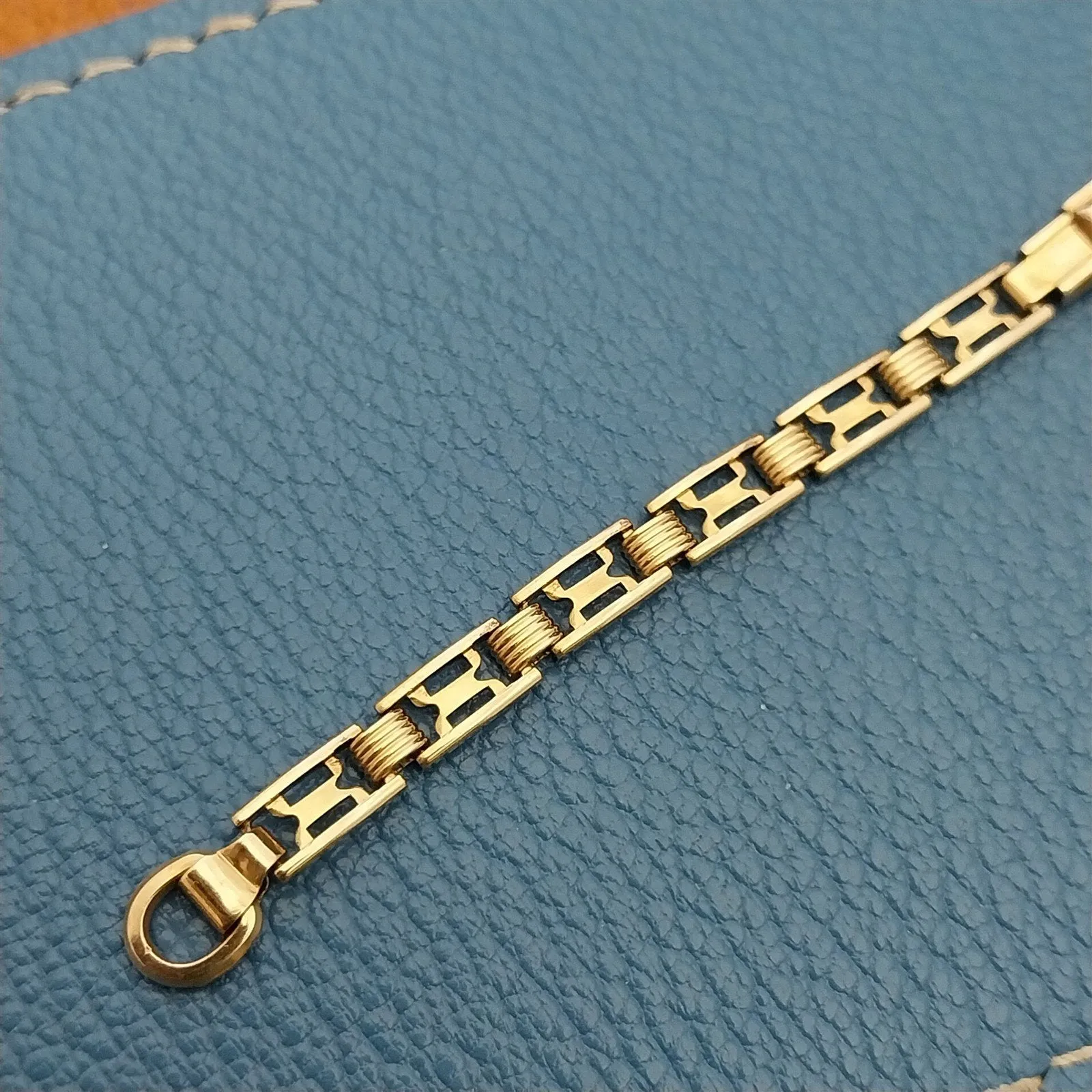 1940s Vintage Ladies Finesse USA 12k Yellow Gold Filled Cocktail Watch Bracelet