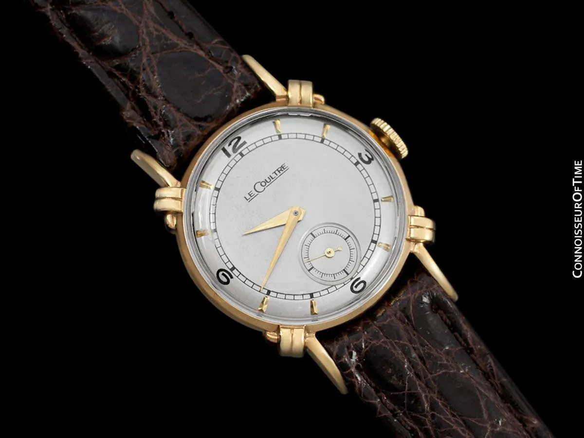 1947 Jaeger-LeCoultre Vintage Mens Midsize Watch, Beautiful Case - 14K Gold