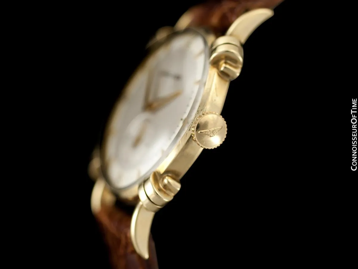 1948 Longines Vintage Mens Midsize Watch with Knot Lugs - 14K Gold