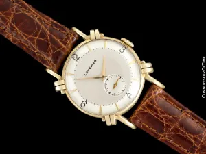 1948 Longines Vintage Mens Midsize Watch with Knot Lugs - 14K Gold