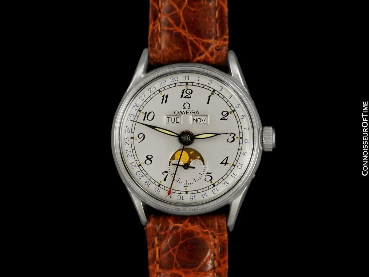 1948 Omega Cosmic Vintage Triple Date, Moon Phase Watch - Stainless Steel