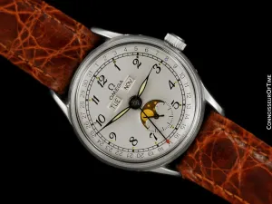 1948 Omega Cosmic Vintage Triple Date, Moon Phase Watch - Stainless Steel