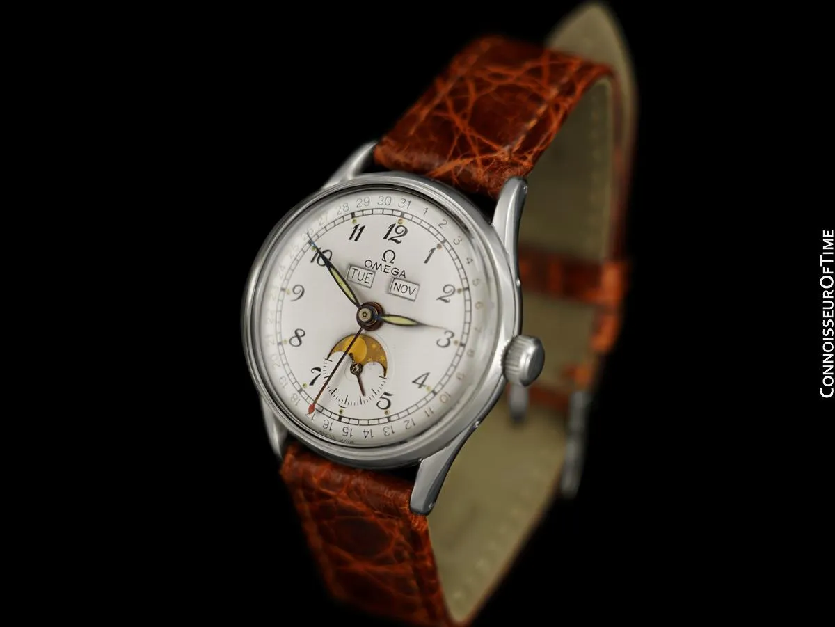 1948 Omega Cosmic Vintage Triple Date, Moon Phase Watch - Stainless Steel