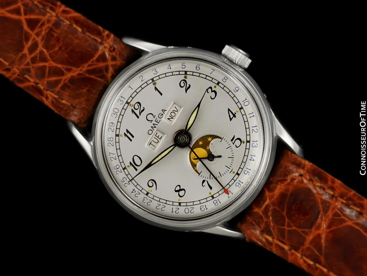 1948 Omega Cosmic Vintage Triple Date, Moon Phase Watch - Stainless Steel