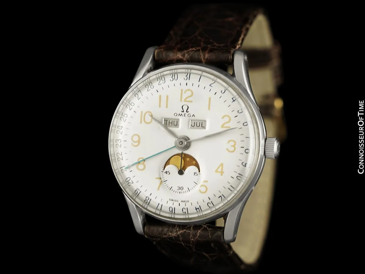1949 Omega Cosmic Vintage Triple Date, Moon Phase Watch - Stainless Steel