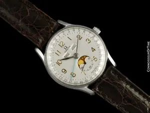 1949 Omega Cosmic Vintage Triple Date, Moon Phase Watch - Stainless Steel