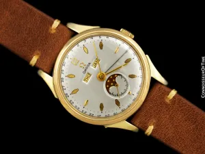 1950 Omega Cosmic Vintage Triple Date, Moon Phase - 14K Gold & Stainless Steel