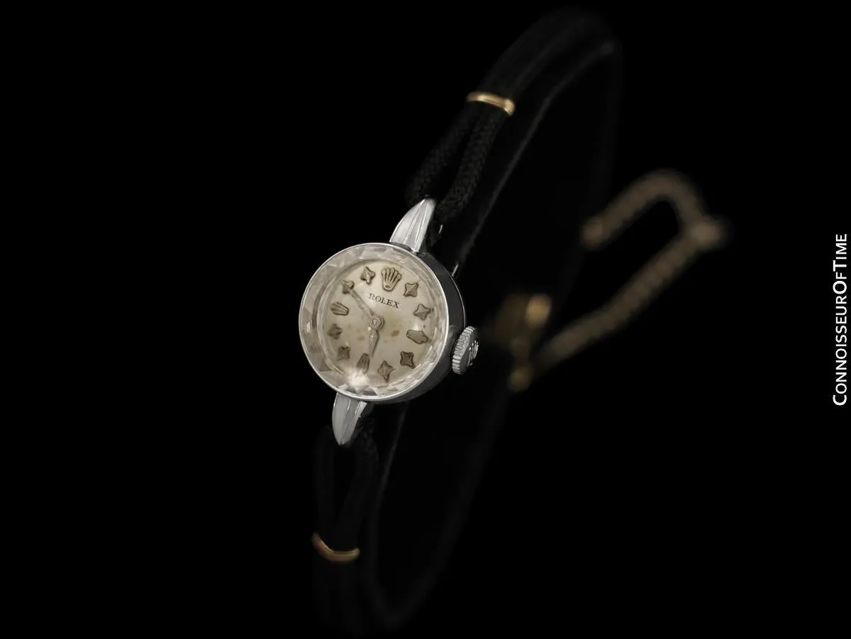 1950's Rolex Ladies Vintage Watch with Rare Star Dial - 14K White Gold