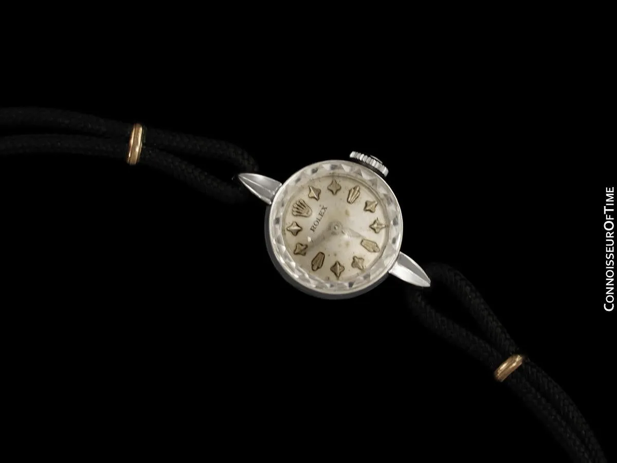 1950's Rolex Ladies Vintage Watch with Rare Star Dial - 14K White Gold