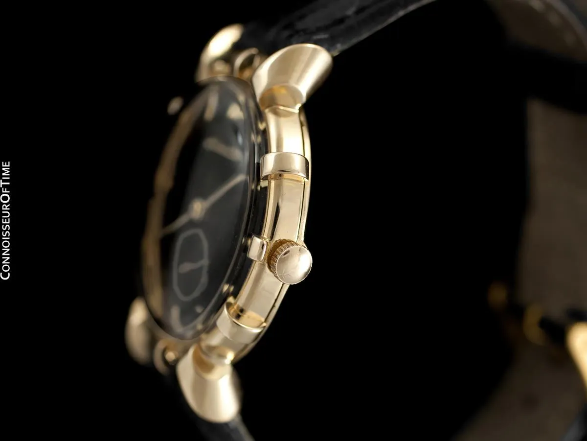 1951 Jaeger-LeCoultre Vintage Mens Watch, Rare Bradley II Model, 14K Gold - The Ships Wheel