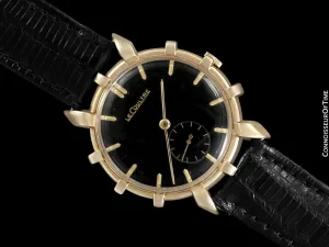 1951 Jaeger-LeCoultre Vintage Mens Watch, Rare Bradley II Model, 14K Gold - The Ships Wheel