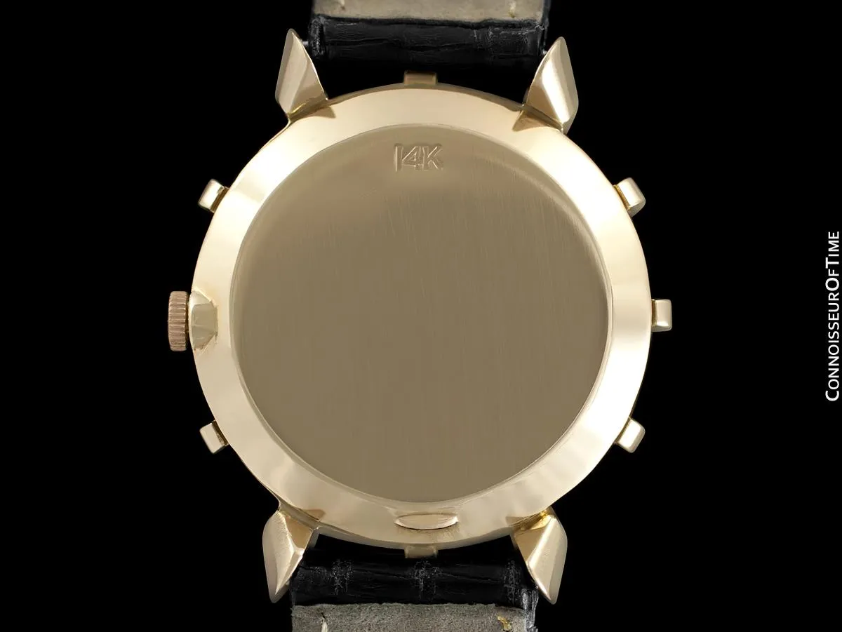 1951 Jaeger-LeCoultre Vintage Mens Watch, Rare Bradley II Model, 14K Gold - The Ships Wheel