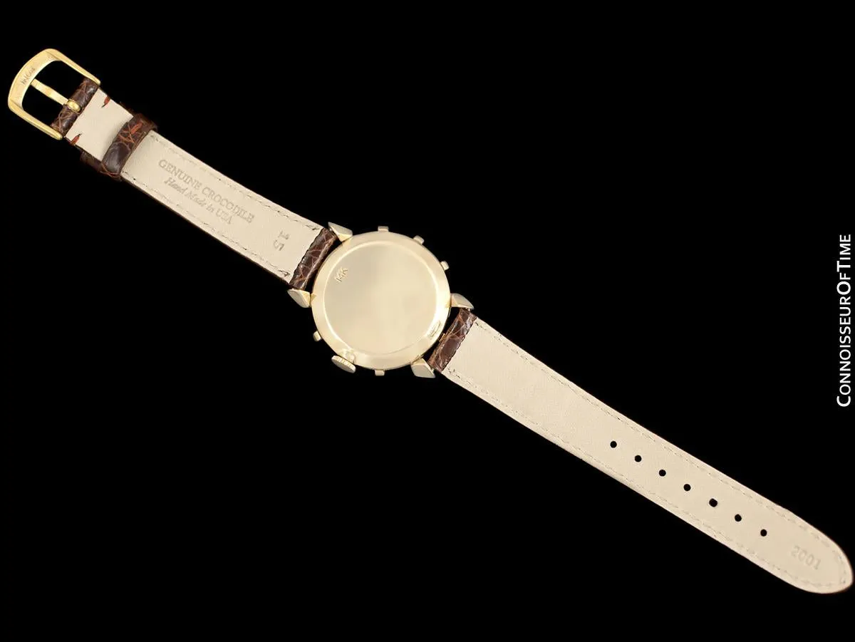 1951 Jaeger-LeCoultre Vintage Mens Watch, Rare Bradley II Model, 14K Gold - The Ships Wheel