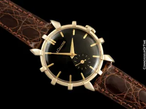 1951 Jaeger-LeCoultre Vintage Mens Watch, Rare Bradley II Model, 14K Gold - The Ships Wheel