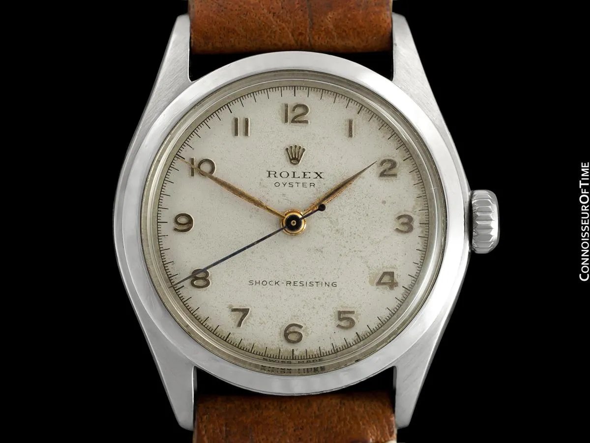 1951 Rolex Mens Vintage "Shock Resisting" Super Oyster Watch, Stainless Steel - Classic & Rare Design