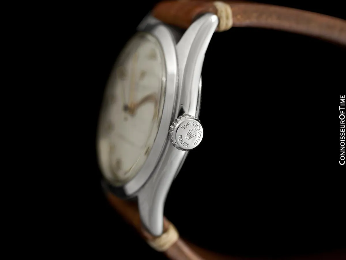 1951 Rolex Mens Vintage "Shock Resisting" Super Oyster Watch, Stainless Steel - Classic & Rare Design
