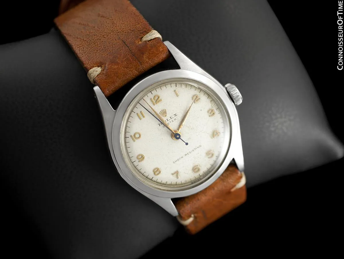 1951 Rolex Mens Vintage "Shock Resisting" Super Oyster Watch, Stainless Steel - Classic & Rare Design