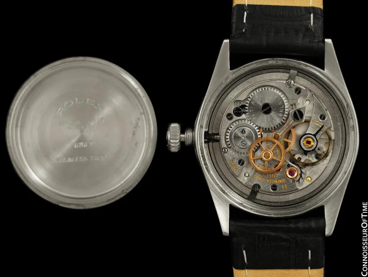 1952 Rolex Mens Vintage "Shock Resisting" Oyster Watch, Stainless Steel - Classic Design