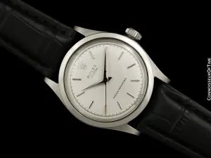 1952 Rolex Mens Vintage "Shock Resisting" Oyster Watch, Stainless Steel - Classic Design