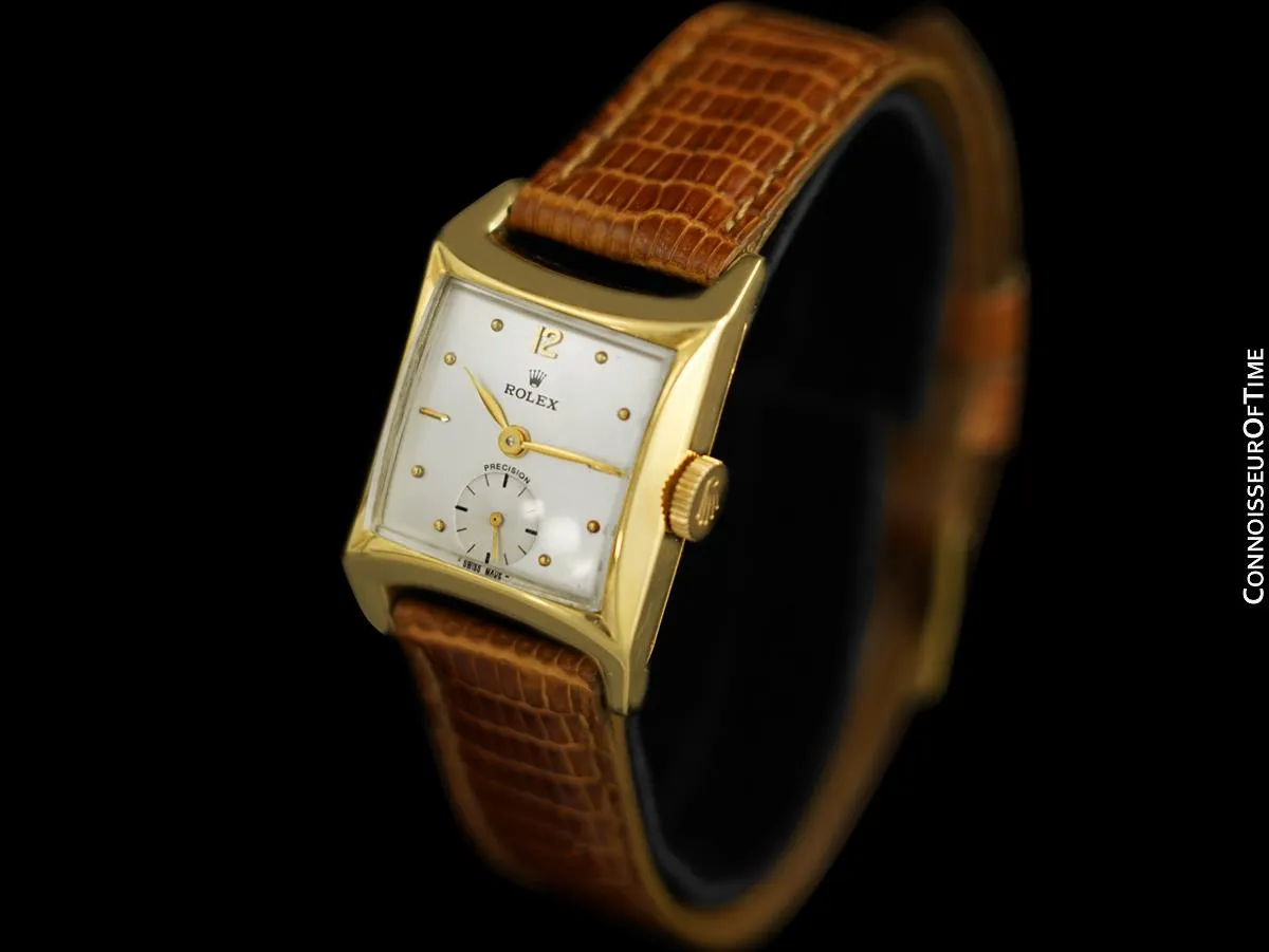 1953 Rolex Precision Mid-Century Vintage Mens Small Midsize Unisex Watch - 18K Gold