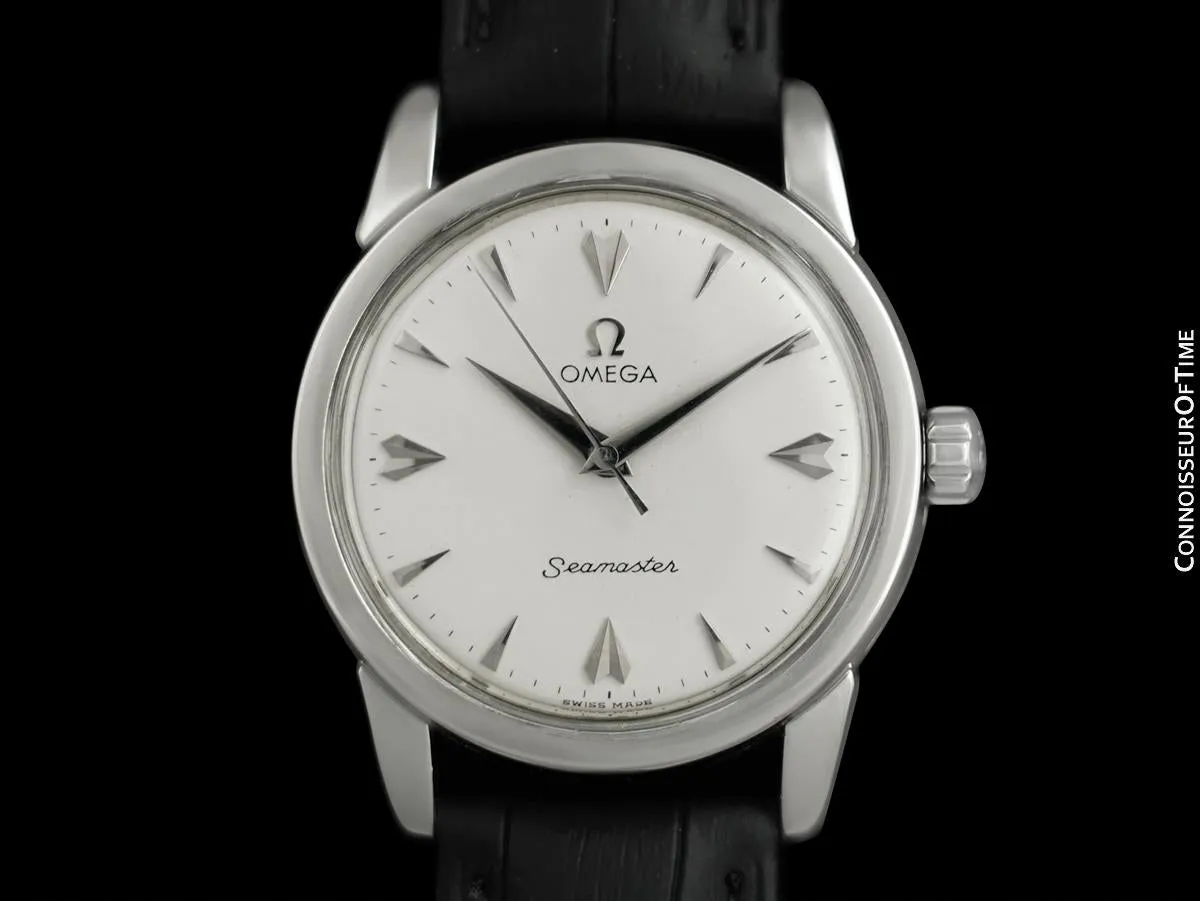 1956 Omega Seamaster Vintage Mens Calatrava Classic Handwound Watch - Stainless Steel