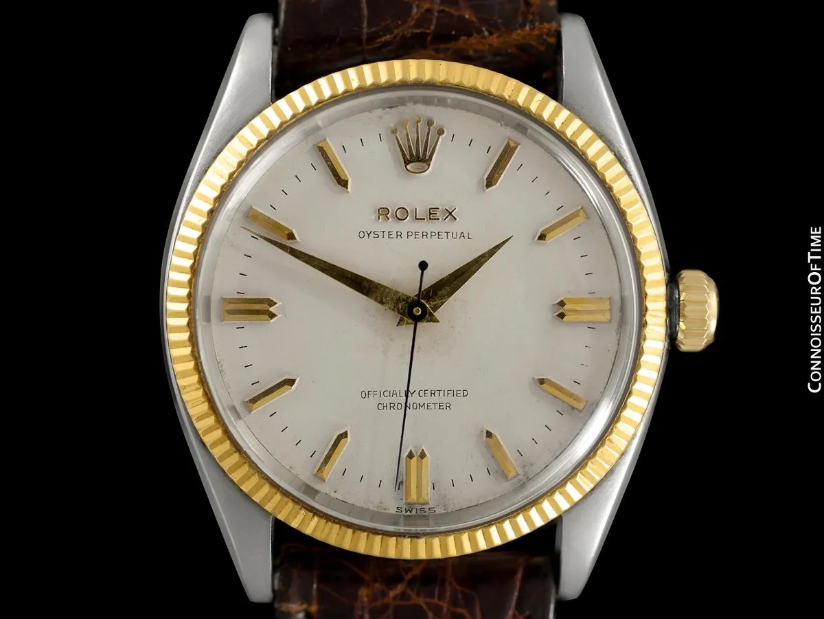 1957 Rolex Oyster Perpetual Classic Vintage Mens Automatic Watch, Ref. 6567 - Stainless Steel & 18K Gold