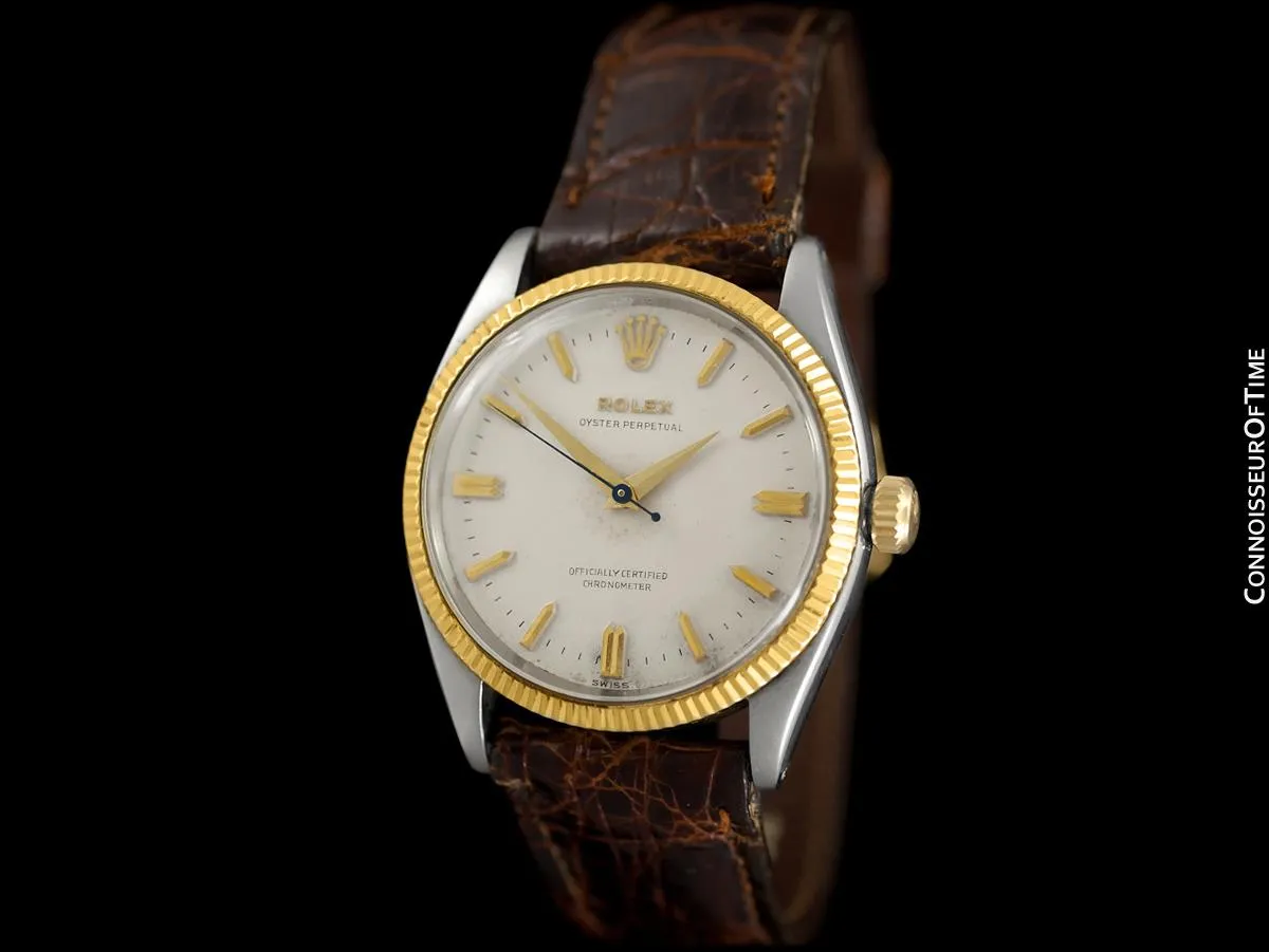 1957 Rolex Oyster Perpetual Classic Vintage Mens Automatic Watch, Ref. 6567 - Stainless Steel & 18K Gold