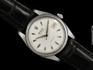 1957 Rolex Oysterdate Vintage Mens Handwound Watch with Red & Black Roulette Date - Stainless Steel