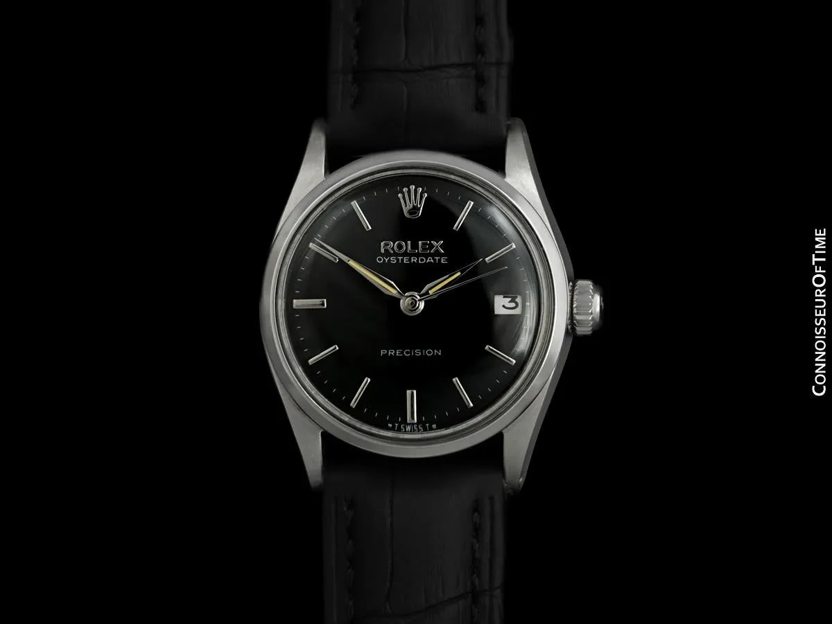 1957 Rolex Oysterdate Vintage Mens Midsize Unisex 30mm Ref. 6466 Watch - Stainless Steel