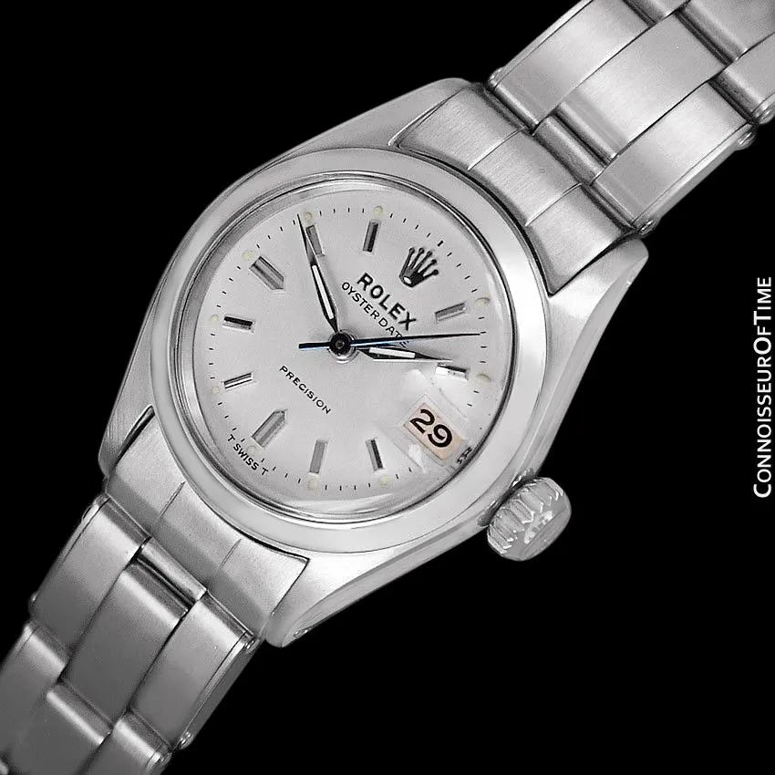 1960 Rolex Oysterdate Precision Ladies Vintage Watch with Date - Stainless Steel