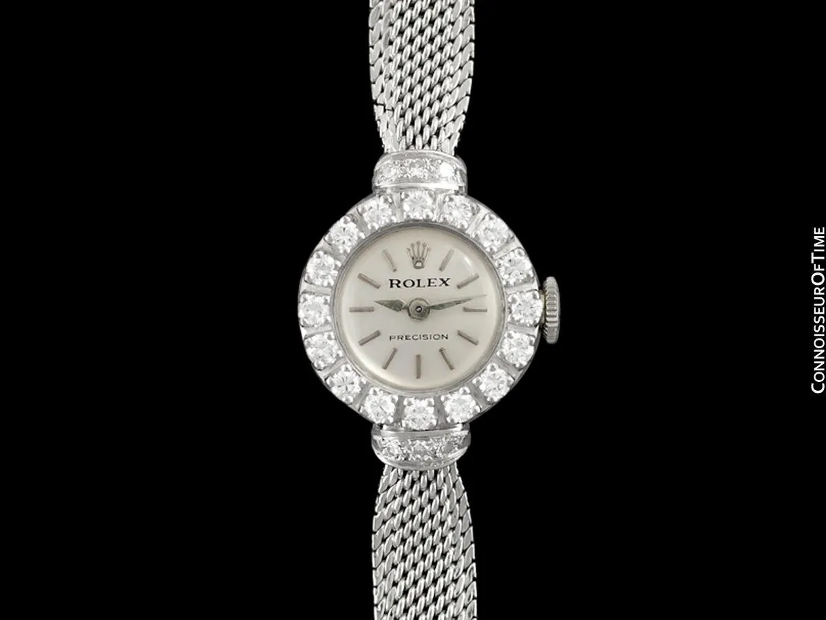 1960's Rolex Ladies Vintage Cocktail Watch - 18K White Gold & Diamonds