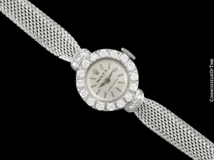 1960's Rolex Ladies Vintage Cocktail Watch - 18K White Gold & Diamonds