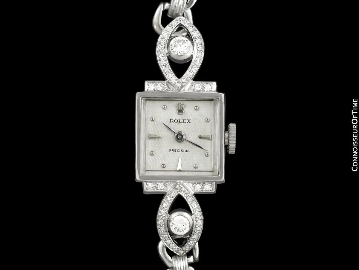 1960's Rolex Ladies Vintage Cocktail Watch - 18K White Gold & Diamonds