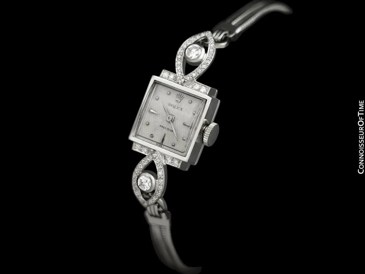 1960's Rolex Ladies Vintage Cocktail Watch - 18K White Gold & Diamonds